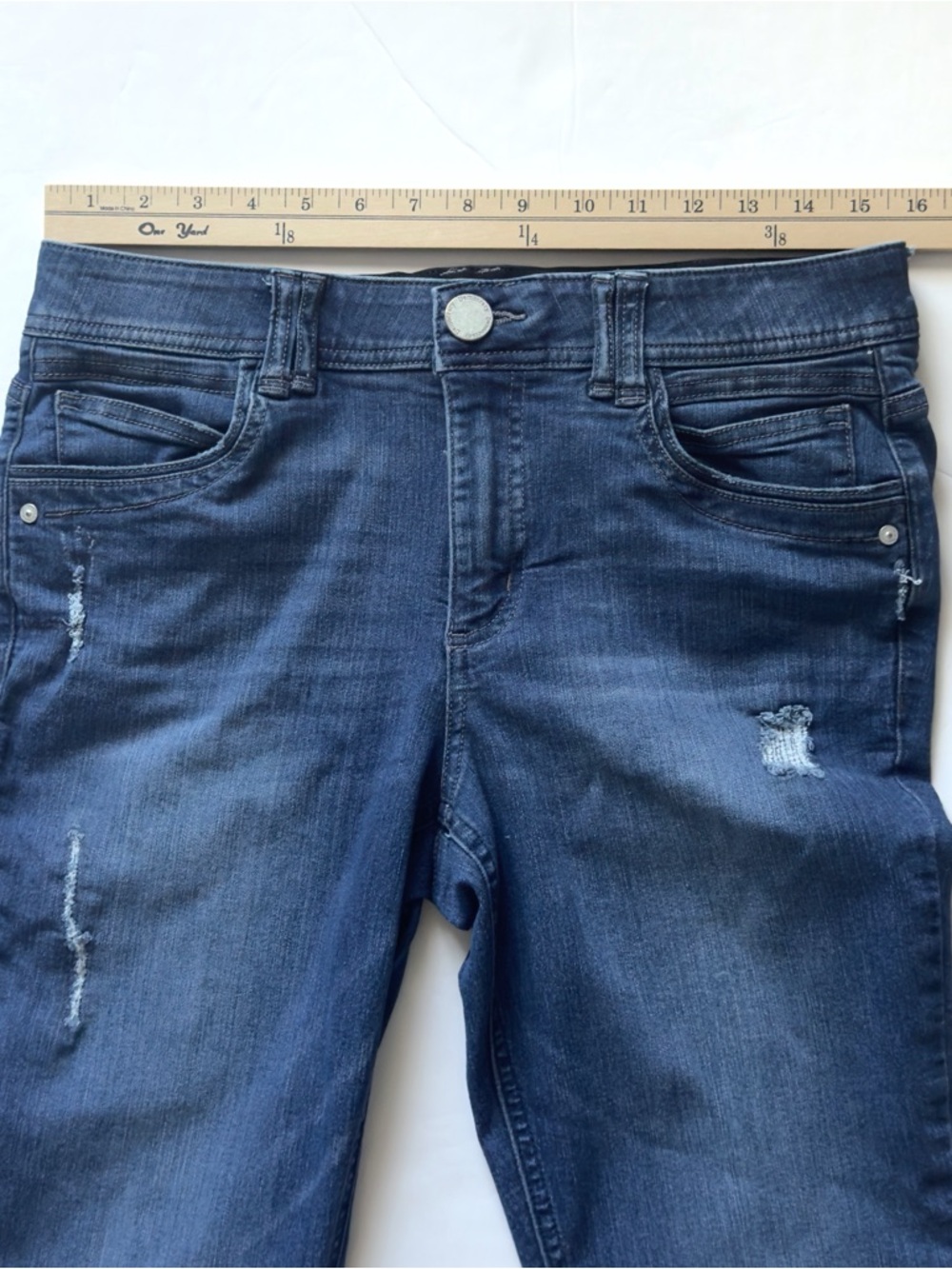 Democracy Ab Technology Skinny Jeans 10 Distressed Mid Rise Medium Wash Stretch - Picture 7 of 12